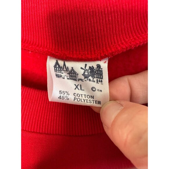 Vintage Holland Red Crewneck Sweatshirt XL Embroidered Crest Cotton Polyester‎ - Picture 4 of 7
